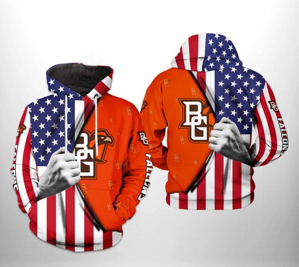 Bowling Green Falcons NCAA US FLag 3D Printed Hoodie/Zipper Hoodie