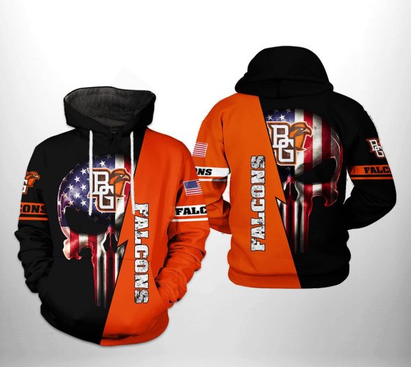 Bowling Green Falcons NCAA US Flag Skull 3D Printed Hoodie/Zipper Hoodie