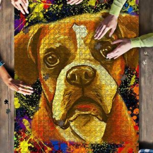 Boxer 2 Dog Colorful Jigsaw Puzzle Set