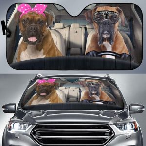 Boxer Dogs Driver Car Auto Sun Shade