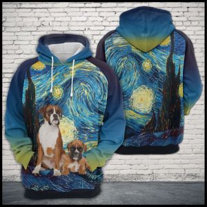 Boxer Starry Night 3D Printed Hoodie/Zipper Hoodie