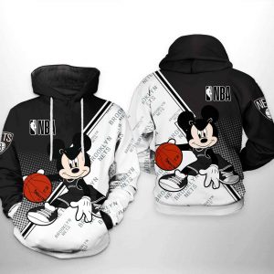 Brooklyn Nets NBA Mickey 3D Printed Hoodie/Zipper Hoodie