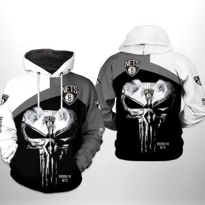 Brooklyn Nets NBA Skull Punisher Team 3D Printed Hoodie/Zipper Hoodie