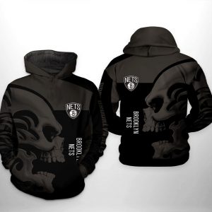 Brooklyn Nets NBA Skull Team 3D Printed Hoodie/Zipper Hoodie