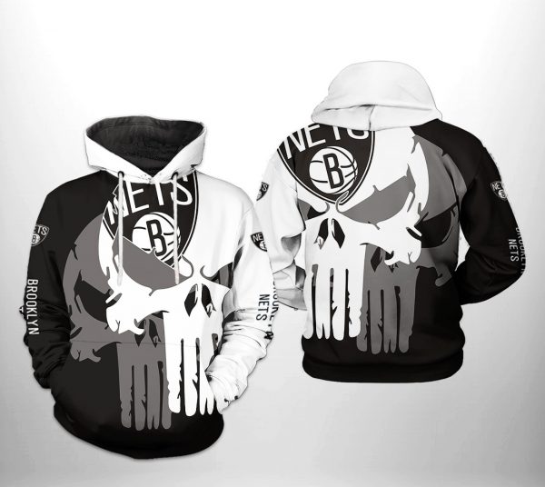 Brooklyn Nets NBA Team Skull 3D Printed Hoodie/Zipper Hoodie