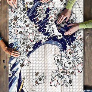 Bull Terrier Great Wave Jigsaw Puzzle Set