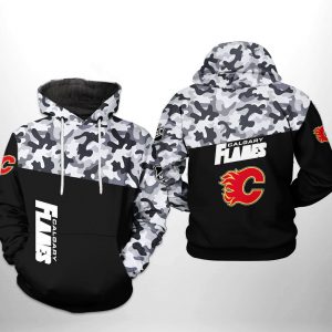 Calgary Flames NHL Camo Veteran 3D Printed Hoodie/Zipper Hoodie