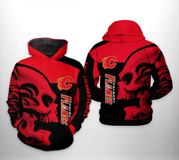 Calgary Flames NHL Skull 3D Printed Hoodie/Zipper Hoodie