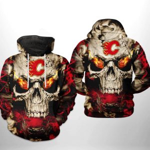 Calgary Flames NHL Skull 3D Printed Hoodie/Zipper Hoodie