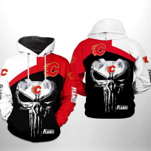 Calgary Flames NHL Skull Punisher 3D Printed Hoodie/Zipper Hoodie