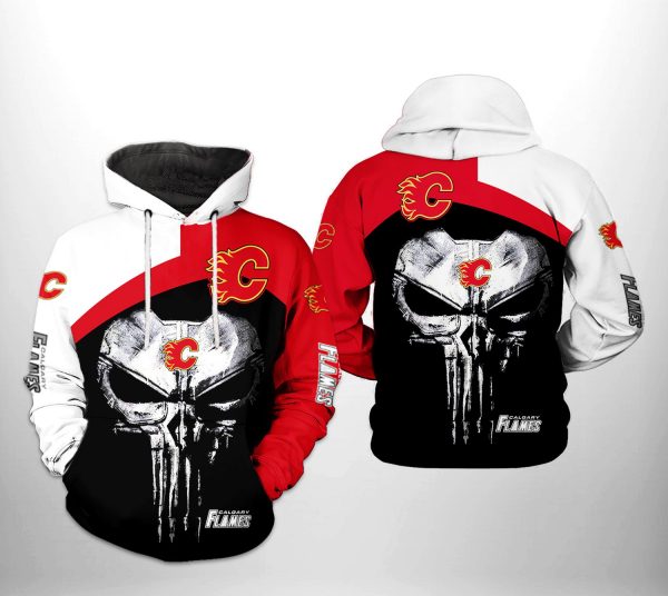 Calgary Flames NHL Skull Punisher 3D Printed Hoodie/Zipper Hoodie