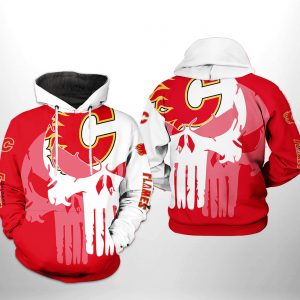 Calgary Flames NHL Team Skull 3D Printed Hoodie/Zipper Hoodie