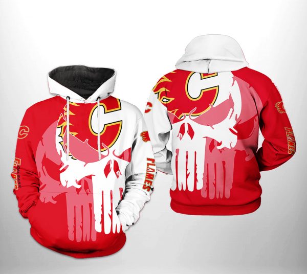 Calgary Flames NHL Team Skull 3D Printed Hoodie/Zipper Hoodie