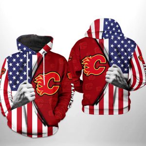 Calgary Flames NHL US FLag 3D Printed Hoodie/Zipper Hoodie