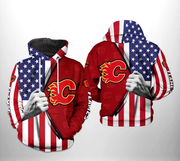 Calgary Flames NHL US FLag 3D Printed Hoodie/Zipper Hoodie