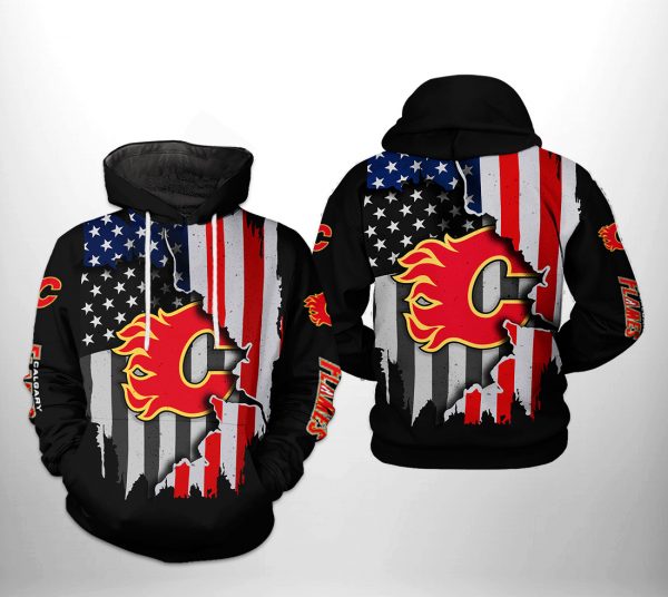 Calgary Flames NHL US FLag Team 3D Printed Hoodie/Zipper Hoodie