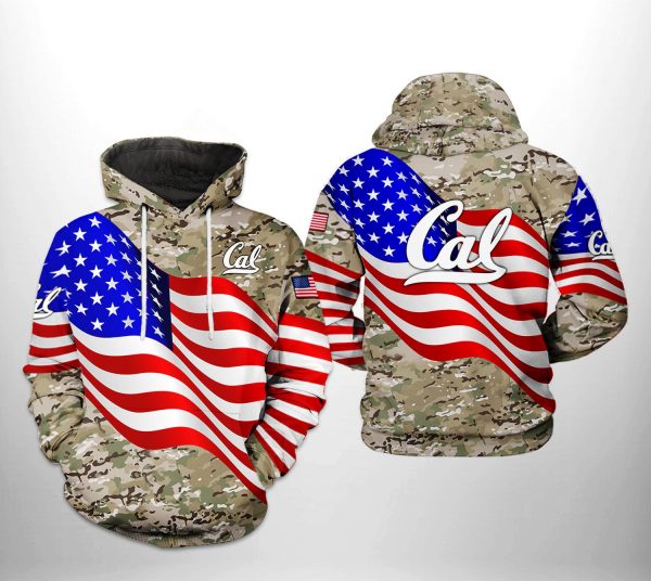 California Golden Bears NCAA US Flag Camo Veteran 3D Printed Hoodie/Zipper Hoodie