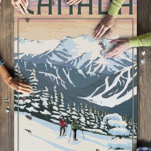 Canada Winter Snowshoers Jigsaw Puzzle Set