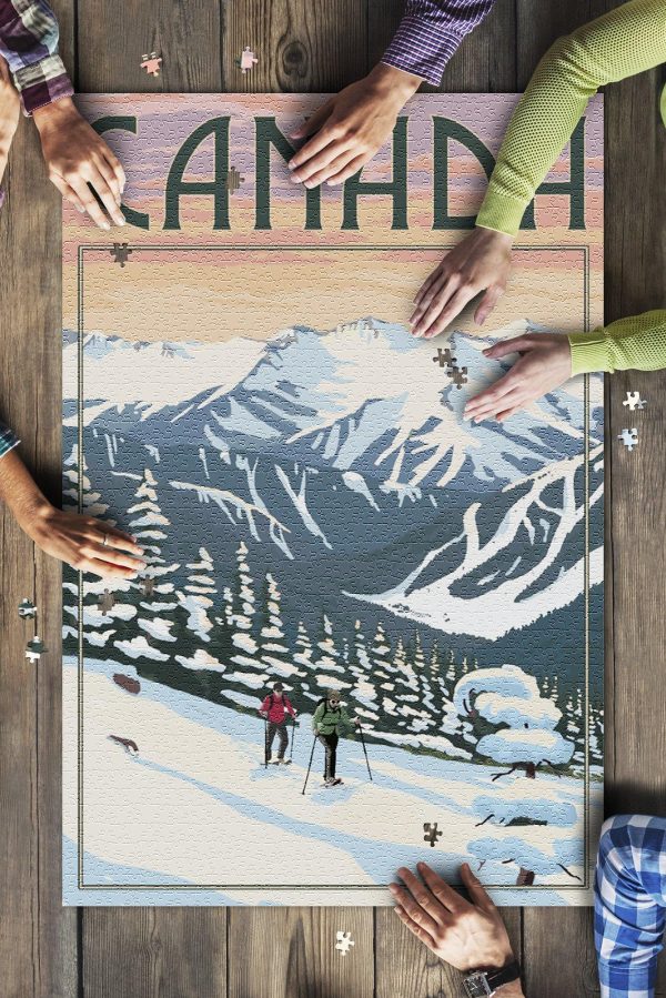 Canada Winter Snowshoers Jigsaw Puzzle Set