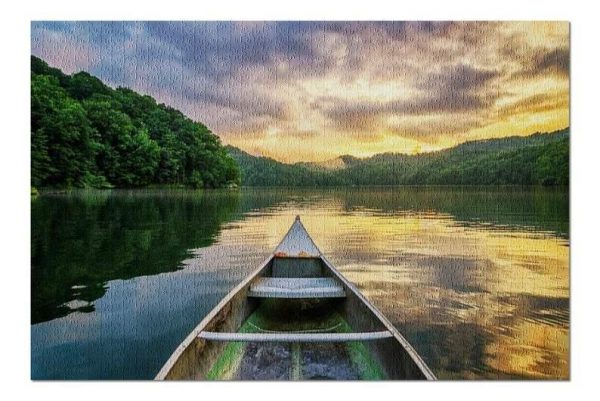 Canoe On Lake At Sunset? Jigsaw Puzzle Set