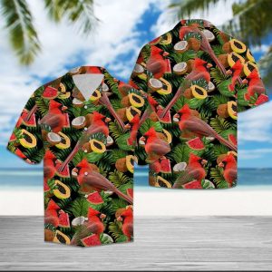 Cardinal Tropical Fruit Hawaiian Shirt Summer Button Up