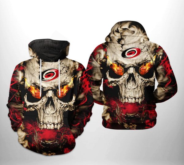 Carolina Hurricanes NHL Skull 3D Printed Hoodie/Zipper Hoodie