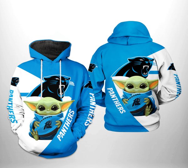 Carolina Panthers NFL Baby Yoda Team 3D Printed Hoodie/Zipper Hoodie