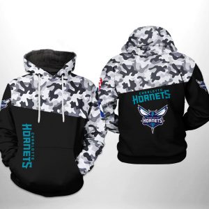 Charlotte Hornets NBA Camo Veteran Team 3D Printed Hoodie/Zipper Hoodie