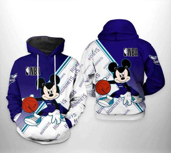 Charlotte Hornets NBA Mickey 3D Printed Hoodie/Zipper Hoodie