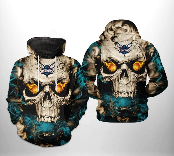 Charlotte Hornets NBA Skull 3D Printed Hoodie/Zipper Hoodie