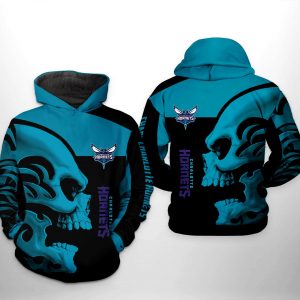 Charlotte Hornets NBA Skull Team 3D Printed Hoodie/Zipper Hoodie