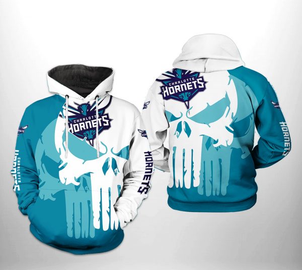 Charlotte Hornets NBA Team Skull 3D Printed Hoodie/Zipper Hoodie