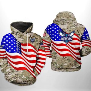 Charlotte Hornets NBA US Flag Camo Veteran Team 3D Printed Hoodie/Zipper Hoodie