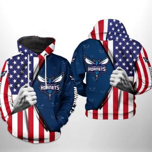 Charlotte Hornets NBA US Flag Team 3D Printed Hoodie/Zipper Hoodie