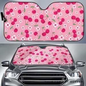 Cherry Flower Pattern Pink Car Auto Sun Shade