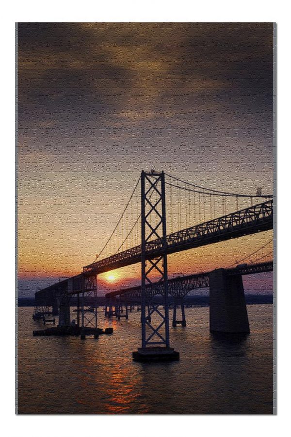 Chesapeake Bay Bridge At Sunset Jigsaw Puzzle Set