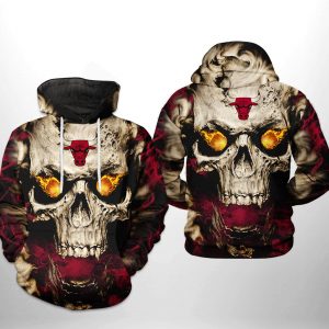 Chicago Bulls NBA Skull 3D Printed Hoodie/Zipper Hoodie