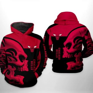 Chicago Bulls NBA Skull Team 3D Printed Hoodie/Zipper Hoodie