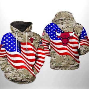 Chicago Bulls NBA US Flag Camo Veteran Team 3D Printed Hoodie/Zipper Hoodie