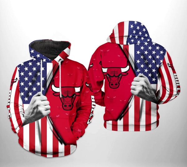 Chicago Bulls NBA US Flag Team 3D Printed Hoodie/Zipper Hoodie