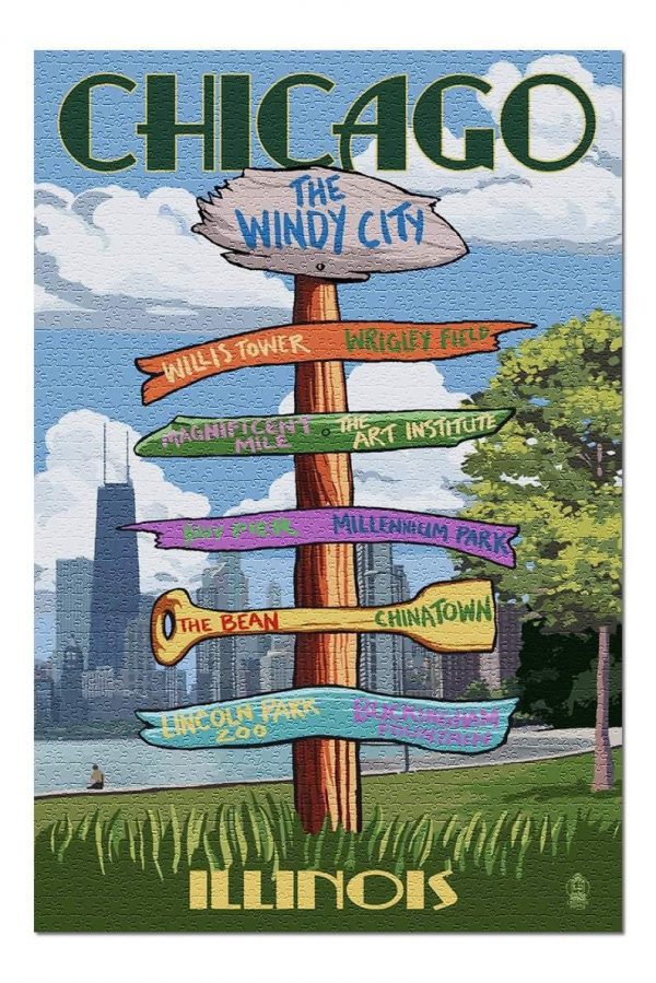 Chicago Destination Sign Jigsaw Puzzle Set