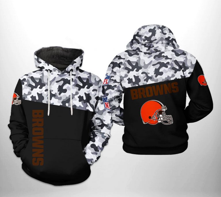 Cleveland Browns NFL Camo Veteran Team 3D Printed Hoodie/Zipper Hoodie