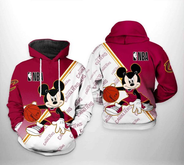 Cleveland Cavaliers NBA Mickey 3D Printed Hoodie/Zipper Hoodie