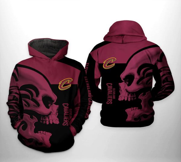 Cleveland Cavaliers NBA Skull Team 3D Printed Hoodie/Zipper Hoodie