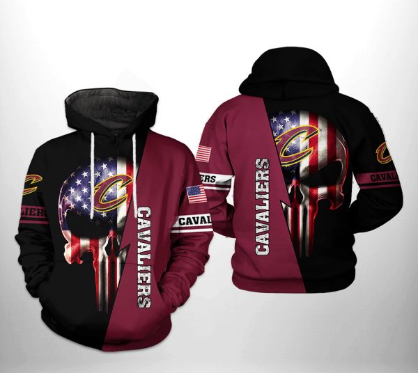 Cleveland Cavaliers NBA US Flag Skull Team 3D Printed Hoodie/Zipper Hoodie