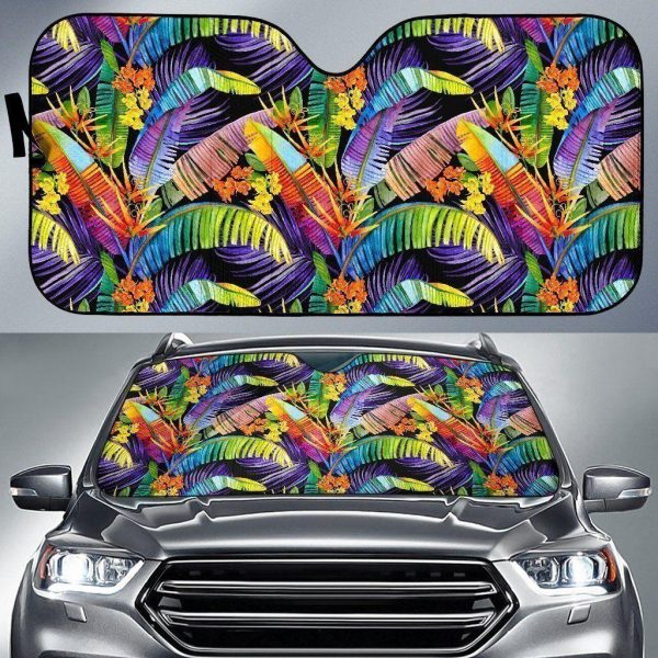 Colorful Leaves Tropical Car Auto Sun Shade