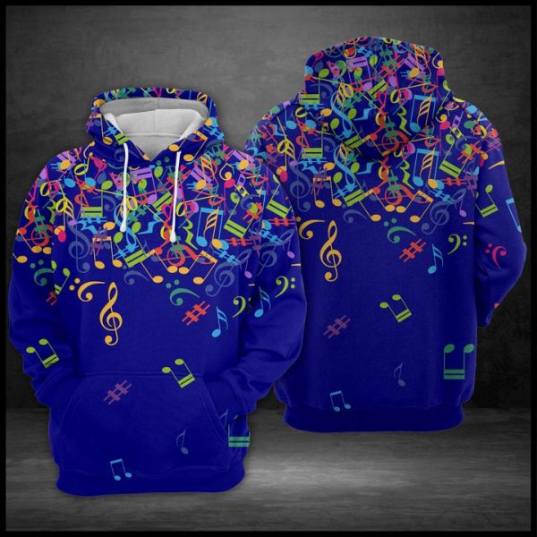 Colorful Music Notes 3D Printed Hoodie/Zipper Hoodie