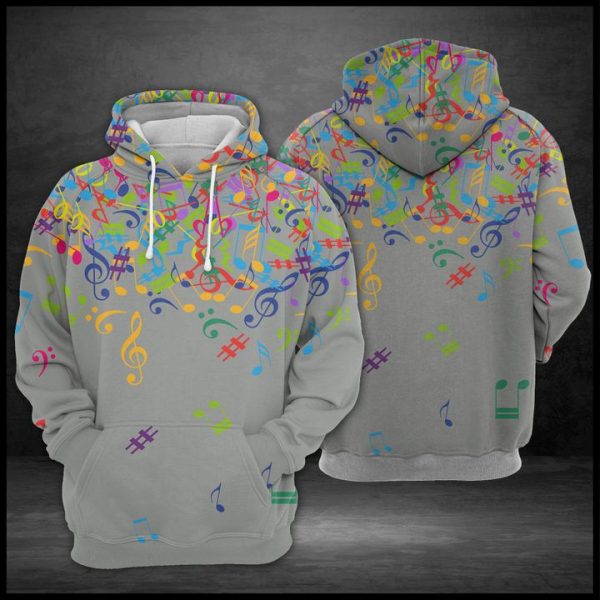 Colorful Music Notes 3D Printed Hoodie/Zipper Hoodie