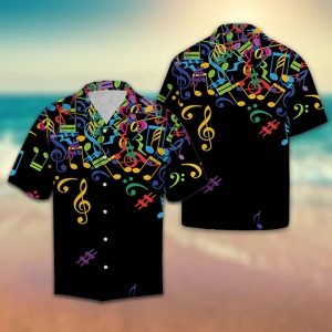 Colorful Music Notes Hawaiian Shirt Summer Button Up