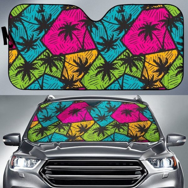 Colorful Palm Tree Car Auto Sun Shade